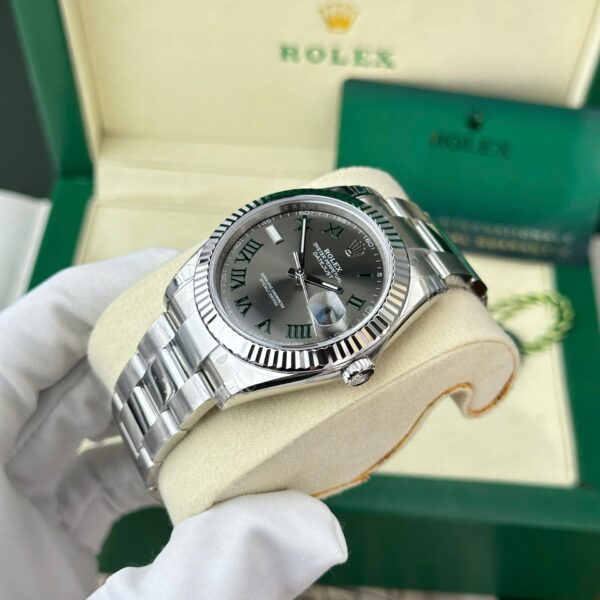 Rolex DateJust 126334 Gray Dial & Green Roman Wimbledon 41mm Stainless Steel Men's Watch, Gift For Him ( Replica ) - Image 3